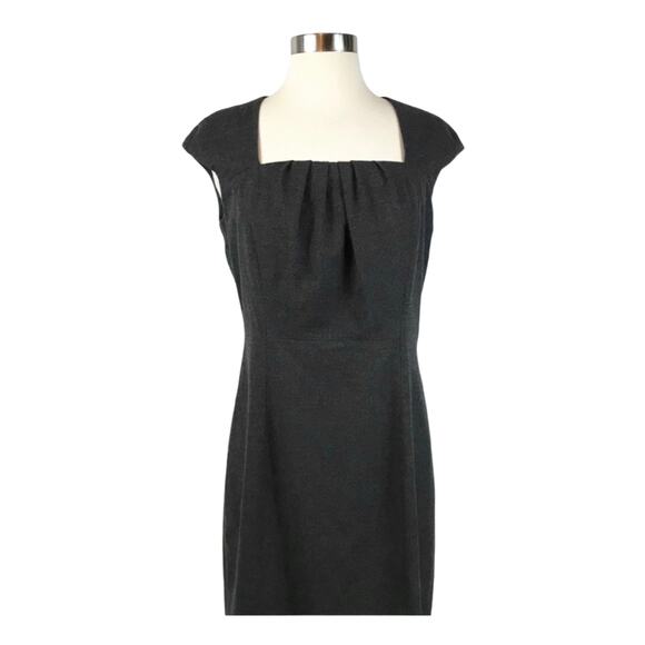 CLASSIQUES ENTIER ATELIER Sheath Dress Square Neck Charcoal Gray Back Zipper 8 - Picture 7 of 8